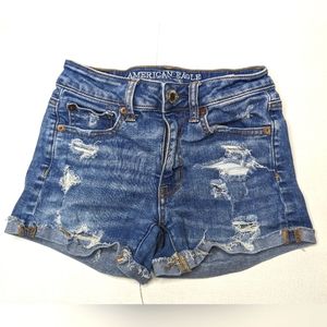 American Eagle Women's Shorts Size 00 High Rise Shortie 2017 Distressed Q-1